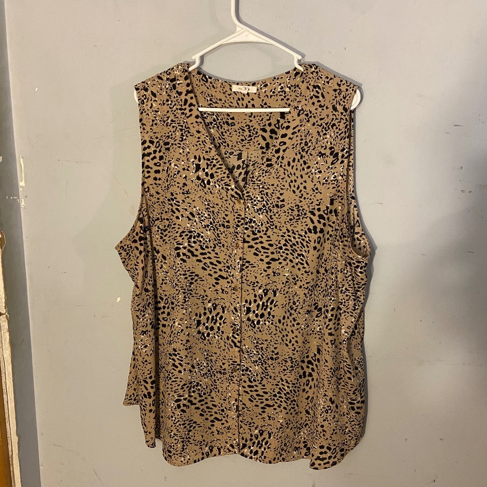 Maurice's Mocha Animal Print Gauze Blouse